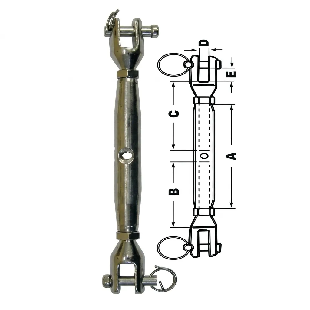 Esticador Tubular Inox Manilha x Manilha AISI 316